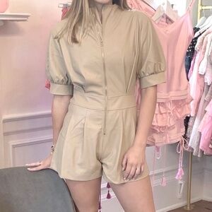 SHUG Khaki Vegan Leather Romper NWT / Sizes S - L In Stock / CLEARANCE